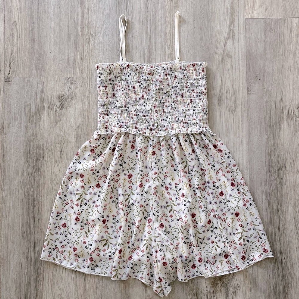 Floral flowy white romper